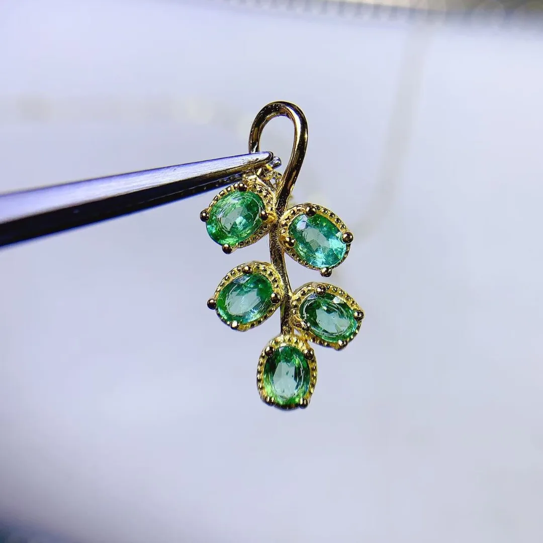 Opulent Genuine Emerald S925 S - Ethnic Fashion Design 评论和价格